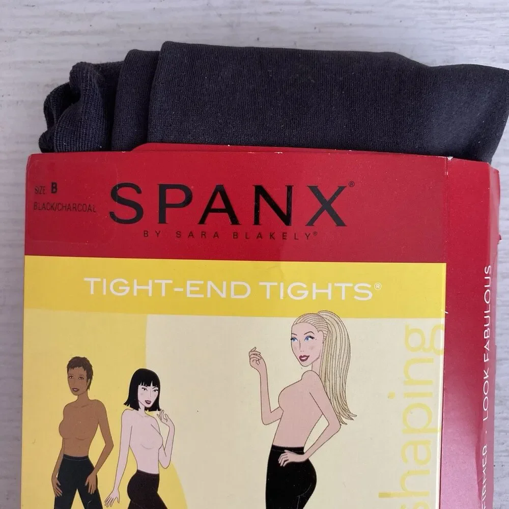 Spanx Tight-End Tights Reversible Bodyshaping Tights - Size B - Black / Charcoal